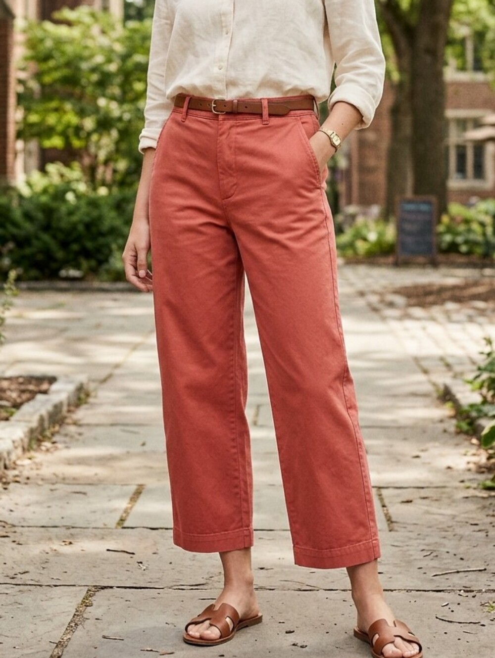 Polo Ralph Lauren Rustic Red Straight Leg Cropped Chino Pants Women Size 0 Prepp